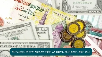 سعر اليوم.. تراجع الدولار واليورو في البنوك المصرية الأحد 28 سبتمبر 2025